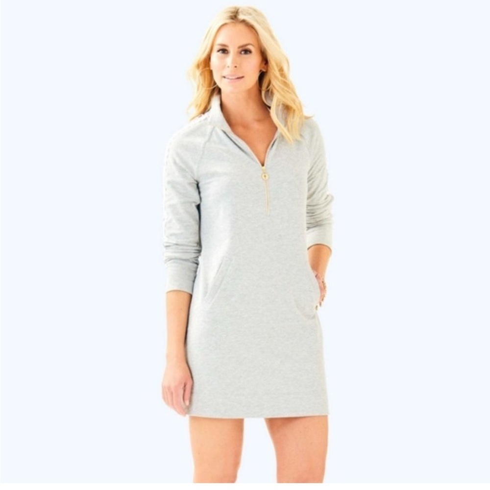Lilly Pulitzer Grey Skipper Solid Popover Dress S